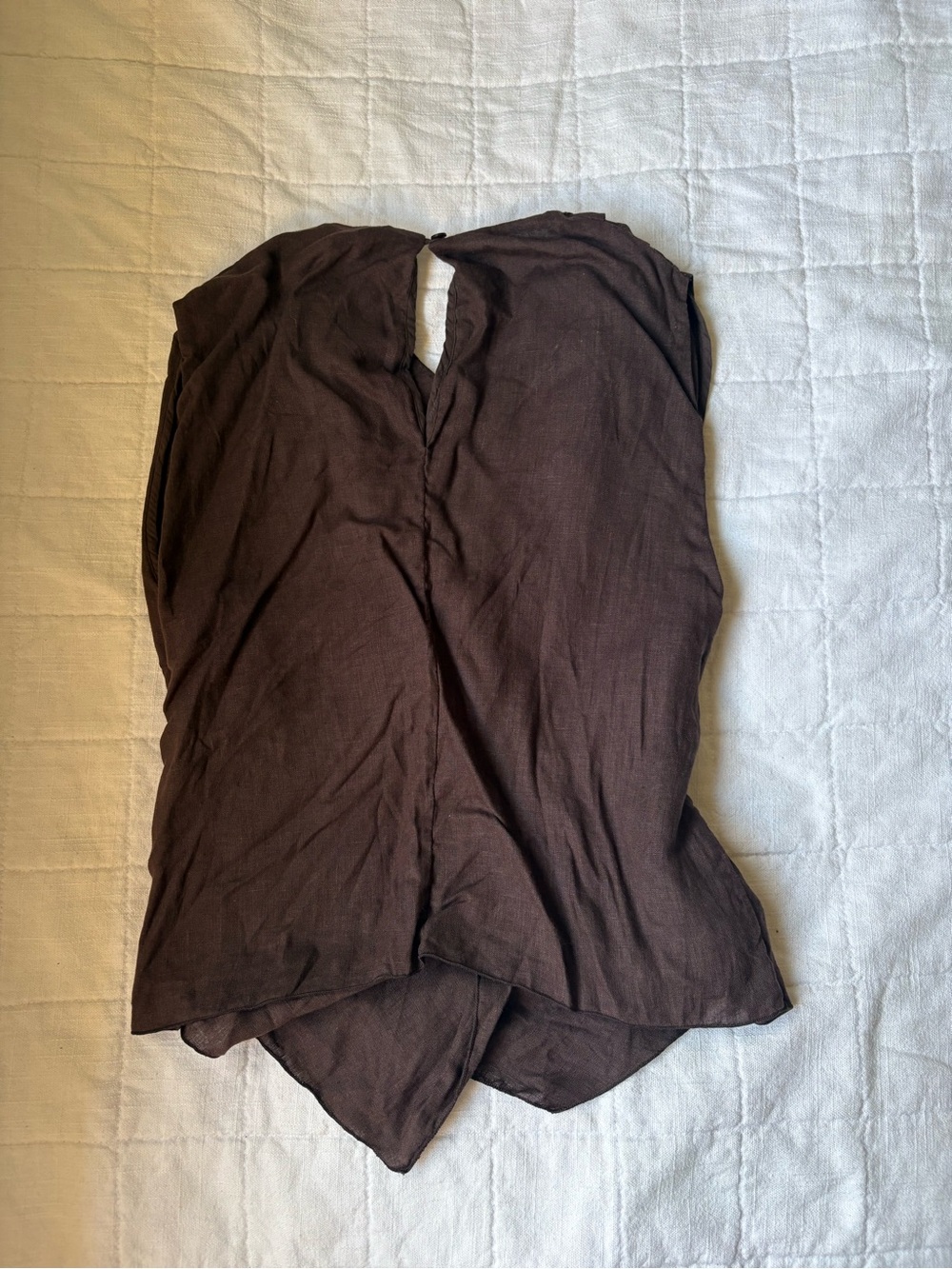 Mossimo Dutti 100% Linen Chocolate Brown Wrap Top Women’s SMALL - Picture 4 of 7